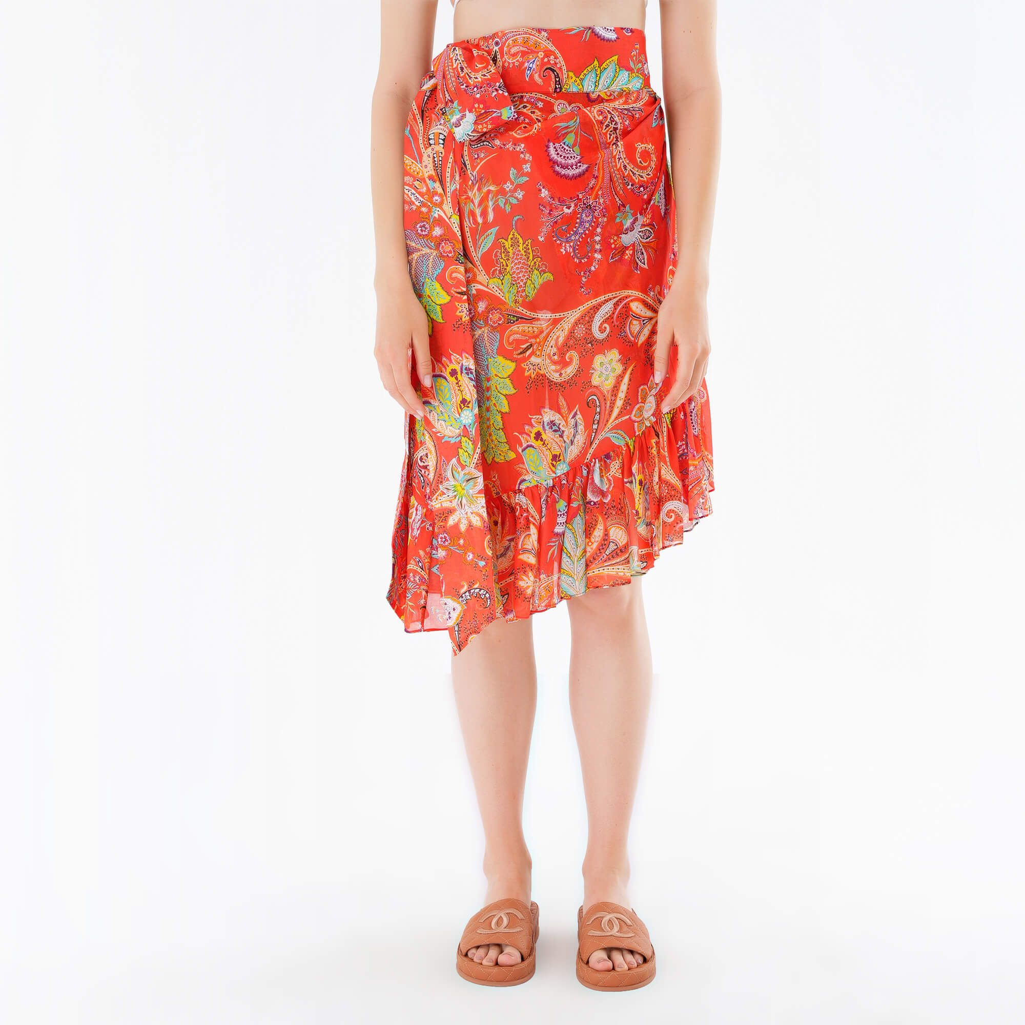 Etro - Asymmetric Ruffled Semi Sheer Wrap Skirt IT42